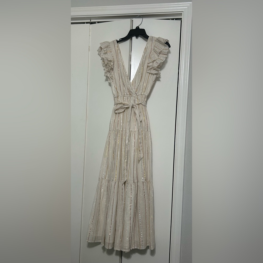 Chic Cream Ruffle Maxi Dress